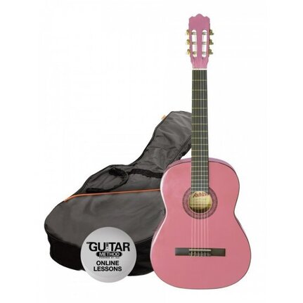 Ashton SPCG12PK Starter Pack 1/2-Size Classical Guitar Pink