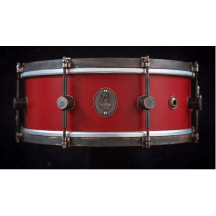 A&F Drum Co 14" x 5.5" 8-Lug Steam Bent Solid Maple Snare Drum - Antique Red