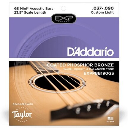 D'Addario EXPPBB190GS Phosphor Bronze Coated GS Mini Acoustic Bass Strings, Light, 37-90