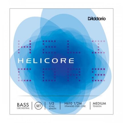 D'Addario Helicore Orchestral Bass String Set, 1/2 Scale, Medium Tension