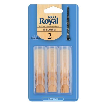 Rico Royal RCB0320 Bb Clarinet Reeds 2.0 Strength In 3-Reeds Pack