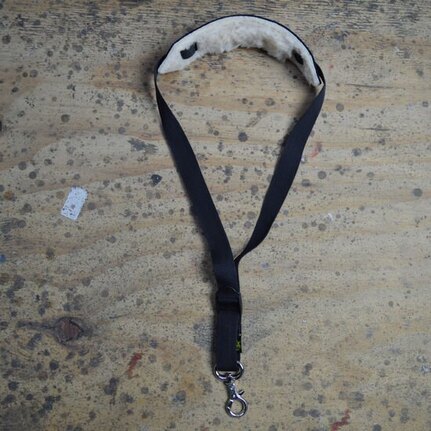 Colonial Leather Black Saxophone Strap with Small Wool Pad