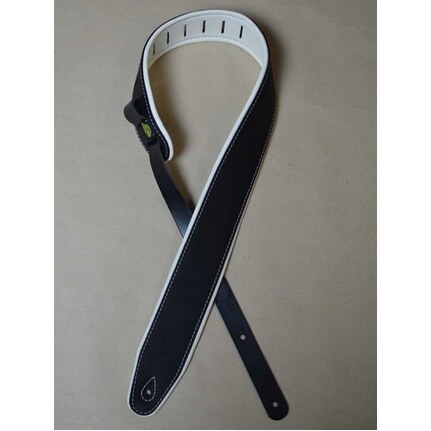 Colonial Leather 2.5" Padded Upholstery Leather Guitar Strap Black/White