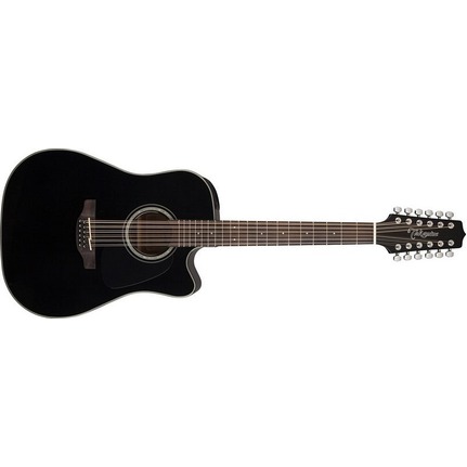 Takamine GD30CE12 BLK 12-String Dreadnought Acoustic-Electric Guitar With Pickup Black Finish